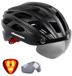 Shinmax Bike Helmet, CPSC/CPC Bike Helmet for Adult Men Women with Magnetic Goggles&Led Back Light Cycling Helmet Adjustable SM-T69