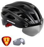 Shinmax Bike Helmet, CPSC/CPC Bike Helmet for Adult Men Women with Magnetic Goggles&Led Back Light Cycling Helmet Adjustable SM-T69