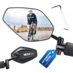 West Biking Bike Mirror, 360° Adjustable HD Shatterproof Bicycle Mirror, Aluminium Alloy Mirror Stem Provides Exceptional Stability,Handlebar-End Rear-View Mirror Suitable For E-Bike(Left)