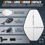 West Biking Bike Mirror, 360° Adjustable HD Shatterproof Bicycle Mirror, Aluminium Alloy Mirror Stem Provides Exceptional Stability,Handlebar-End Rear-View Mirror Suitable For E-Bike(Left)