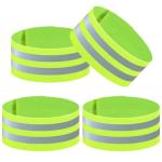 ZNBSIXP 4 Pack Reflective Bands, Adjustable Reflective Running Gear Safety Reflector Tape Straps, Elastic High Visibility Arm Wrist Ankle Leg Straps for Night Running, Cycling,Walking (Green)