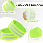 ZNBSIXP 4 Pack Reflective Bands, Adjustable Reflective Running Gear Safety Reflector Tape Straps, Elastic High Visibility Arm Wrist Ankle Leg Straps for Night Running, Cycling,Walking (Green)