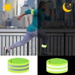 ZNBSIXP 4 Pack Reflective Bands, Adjustable Reflective Running Gear Safety Reflector Tape Straps, Elastic High Visibility Arm Wrist Ankle Leg Straps for Night Running, Cycling,Walking (Green)