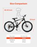 VEVOR Mountain Bike, 20 inch MTB Bicycle with 7 Speeds Shimano Twist Shifting, Dual Disc Brakes, High Carbon Steel Frame, for Men/Women