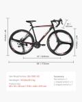 VEVOR Road Bike, 700C Wheels Racing Bike, Shimano 21 Speeds Drivetrain System City Commuter Road Bicycle, Urban Adult Sport Bike with Carbon Steel Frame, Drop Bar, Disc Brake, for Men and Women