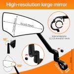 Homieway Bike Mirror, New Foldable Bicycle Mirror for Handlebar Mount, Lever Adjustable 360°Rotatable Bicycle Rear View Mirrors for E-bike, Mountain Bike, City Bikes & Scooter(Left 0.87-1")