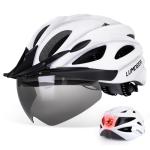 LUMDEER Adult Bike Helmet for Cycling & Commuting, Bicycle Helmet with Rechargeable Rear LED Light & Magnetic Goggles & Removable Sun Visor, Mountain and Road Bicycle Helmets for Men and Women 3 in 1