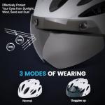 LUMDEER Adult Bike Helmet for Cycling & Commuting, Bicycle Helmet with Rechargeable Rear LED Light & Magnetic Goggles & Removable Sun Visor, Mountain and Road Bicycle Helmets for Men and Women 3 in 1