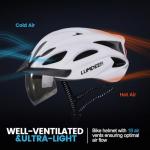 LUMDEER Adult Bike Helmet for Cycling & Commuting, Bicycle Helmet with Rechargeable Rear LED Light & Magnetic Goggles & Removable Sun Visor, Mountain and Road Bicycle Helmets for Men and Women 3 in 1