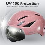 Odoland Adults Bike Helmet with Removable Magnetic Sun Visor, Adjustable Dial Fit Bicycle Cycling Helmet for Mountain Road Bike, Certified Lightweight MTB Ebike Helmet for Men Women, Shinning Pink