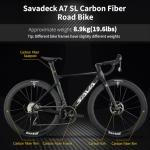 SAVADECK A7L Carbon Road Bike, T800 Carbon Fiber Frame 700C Racing Bicycle with Shimano 105 R7100 24 Speed Groupset and Hydraulic Disc Brake, Ultra-Light Carbon Bike for Man and Women(Black,54cm)
