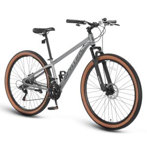 SPATIAL Mountain Bike, 24/26/27.5/29 Inch Outdoor Cycling Bike, 21/8 Speed Lightweight Aluminum Frame | Dual Disc Brakes, Adjustable Ergonomic Seat for Men Women Adult Teens (Gray, 29'')