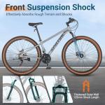 SPATIAL Mountain Bike, 24/26/27.5/29 Inch Outdoor Cycling Bike, 21/8 Speed Lightweight Aluminum Frame | Dual Disc Brakes, Adjustable Ergonomic Seat for Men Women Adult Teens (Gray, 29'')