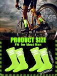 Breathffy 4 Pairs Glow in Dark Socks Cycling High Reflective Running Socks Night Safety Hosiery Compression Athletic(Fluorescent Green)