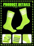 Breathffy 4 Pairs Glow in Dark Socks Cycling High Reflective Running Socks Night Safety Hosiery Compression Athletic(Fluorescent Green)