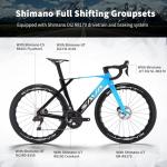 SAVADECK SLR8-Ultegra Full Carbon Road Bike with Shimano 105 R8170 24S Set for Adults, (Wave Pattern(W45), Blue, 54cm)