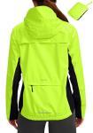 Bikewa Women's Cycling Rain Jackets Waterproof Windbreaker Lightweight Running Windproof Reflective Jacket Packable Hooded(Fluorescent Yellow/Black,XXL)