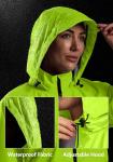 Bikewa Women's Cycling Rain Jackets Waterproof Windbreaker Lightweight Running Windproof Reflective Jacket Packable Hooded(Fluorescent Yellow/Black,XXL)