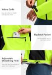 Bikewa Women's Cycling Rain Jackets Waterproof Windbreaker Lightweight Running Windproof Reflective Jacket Packable Hooded(Fluorescent Yellow/Black,XXL)