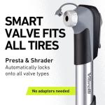 Vibrelli Mini Bike Pump - Presta & Schrader Bicycle Pump - 120 PSI Tire Pump for Road & MTB - No Valve Changing Needed, Mini Pump