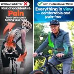 Nextcover® Bike Mirror Handlebar Mount (Left) – HD Glass | Secure & Shake-Free Bicycle Rear View Mirror for EBikes, Mountain Bikes & Scooters – Wide Angle Safety, Bicycle Mirrors