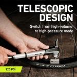 Vibrelli Mini Bike Pump - Presta & Schrader Bicycle Pump - 120 PSI Tire Pump for Road & MTB - No Valve Changing Needed, Mini Pump