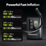 GIGA PUMP 120 PSI Rechargeable Mini Bike Pump, Bicycle Pump with Digital Pressure Gauge, 3.8oz Portable Bike Air Pump Tire Inflator, Mountain,Presta & Schrader Valves,Preset Pressure & Auto Shut Off