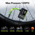 GIGA PUMP 120 PSI Rechargeable Mini Bike Pump, Bicycle Pump with Digital Pressure Gauge, 3.8oz Portable Bike Air Pump Tire Inflator, Mountain,Presta & Schrader Valves,Preset Pressure & Auto Shut Off