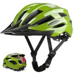 XIFENGRID Bike Helmet for Adult Women Men with USB Rechargeable Rear Light, Detachable Sun Visor, Adjustable Dial,Fits 56-62cm, CPSC Safety Certified Bicycle Helmet (Green)