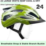 XIFENGRID Bike Helmet for Adult Women Men with USB Rechargeable Rear Light, Detachable Sun Visor, Adjustable Dial,Fits 56-62cm, CPSC Safety Certified Bicycle Helmet (Green)