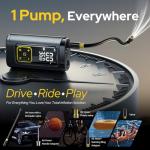 Philoent Tire Inflator Portable Air Compressor for Car Tires with Gauge, 150PSI Fast Bike Air Pump for Auto, Motorcycle, Bicycle, Balls, Digital Tire Pump with LED Light, Auto Shut-Off