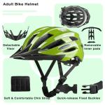 XIFENGRID Bike Helmet for Adult Women Men with USB Rechargeable Rear Light, Detachable Sun Visor, Adjustable Dial,Fits 56-62cm, CPSC Safety Certified Bicycle Helmet (Green)