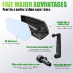 RBRL Bike Mirror 360° Adjustable, Wide Angle Rearview Mirror for Bicycle, E-Bike, MTB, Anti-shake Handlebar Bicycle Mirror, Lightweight & Universal Fit (left)