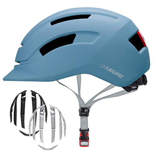SLANIGIRO Adjustable Urban Bike Helmet with Tail Light