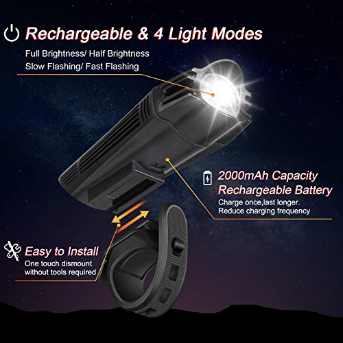 Ascher USB Rechargeable LED Bike Light Set