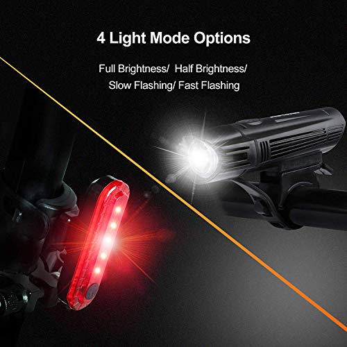 Ascher USB Rechargeable LED Bike Light Set