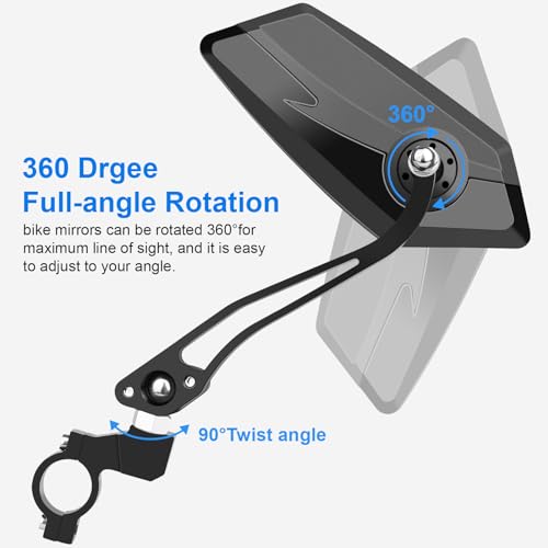 HD Wide Angle Bike Rearview Mirrors - Adjustable