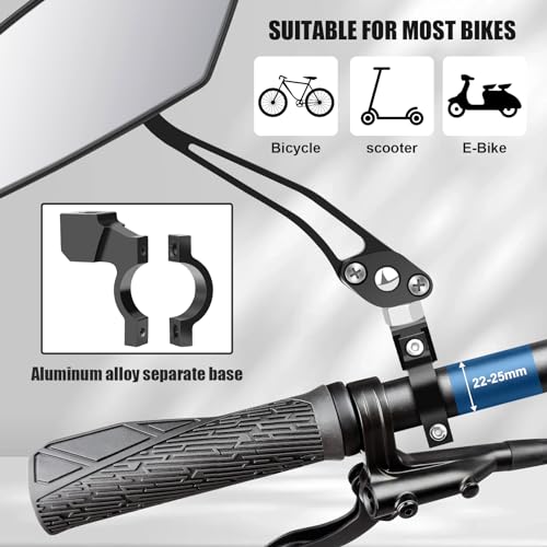 HD Wide Angle Bike Rearview Mirrors - Adjustable
