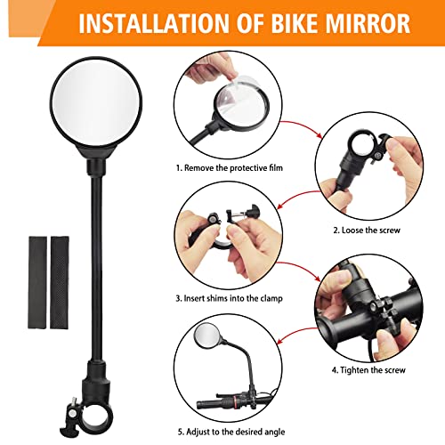 Adjustable Bike Handlebar Mirrors - Wide Angle 2 Pack