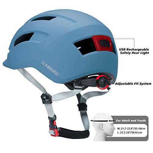 SLANIGIRO Adjustable Urban Bike Helmet with Tail Light