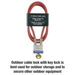 Master Lock 719D Steel Cable with Integrated Outdoor Padlock with Key, 1 Pack, Silver, 3' Long x 3/16' Diameter