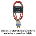 Master Lock 719D Steel Cable with Integrated Outdoor Padlock with Key, 1 Pack, Silver, 3' Long x 3/16' Diameter