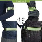 TOURUN Reflective Running Gear Belt for Night Walking/Running, Visibility Bands for Runners, Cyclists - Bicycle Pants Cuff Clips, Arm/Ankle/Leg Safety Bands (2 Bands)