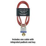 Master Lock 719D Steel Cable with Integrated Outdoor Padlock with Key, 1 Pack, Silver, 3' Long x 3/16' Diameter