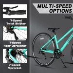 AVASTA Women's Lightweight 7-Speed Hybrid Bike - Mint Green