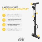 DANSI Bicycle Pump with Gauge and Adapters