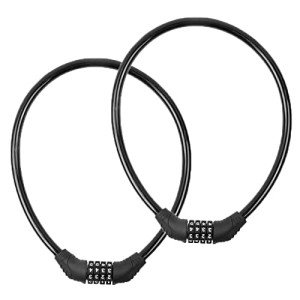 2-Pack Resettable Bike Cable Locks - 4-Digit Security