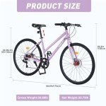 WEEROCK 700C Women's Road Hybrid Bike - Light Purple