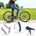 WEEROCK 700C Women's Road Hybrid Bike - Light Purple