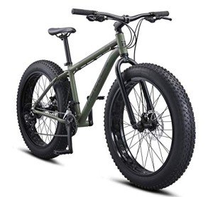 Mongoose Argus Trail Fat Tire Mountain Bike for Adult Men Women, 26-Inch Wheels, Mechanical Disc Brakes, 15-Inch Small Aluminum Hardtail Frame, 16-Speed, Green